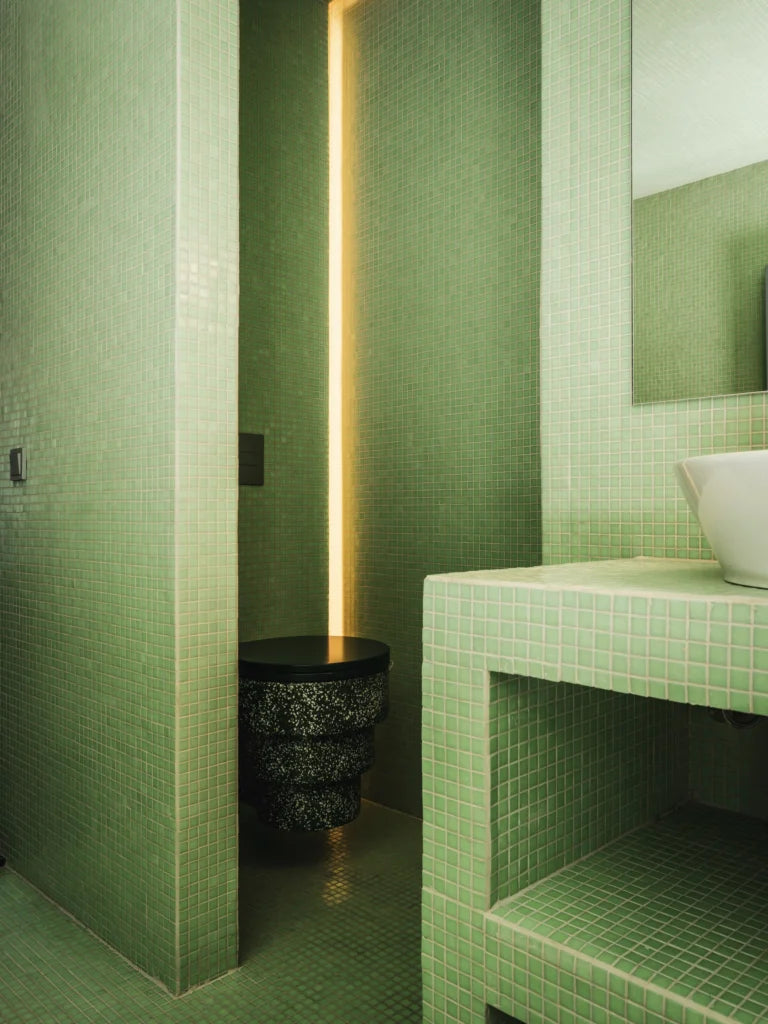 Ultra Light Green Soft Grain mozaïektegel 9