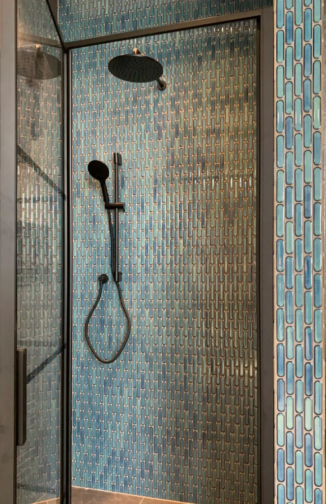 Azure Blue Speckle Glossy mozaïektegel 4
