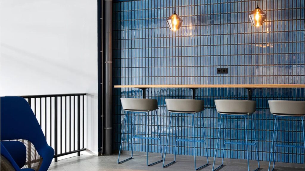 Azure Blue Speckle Glossy mozaïektegel 7