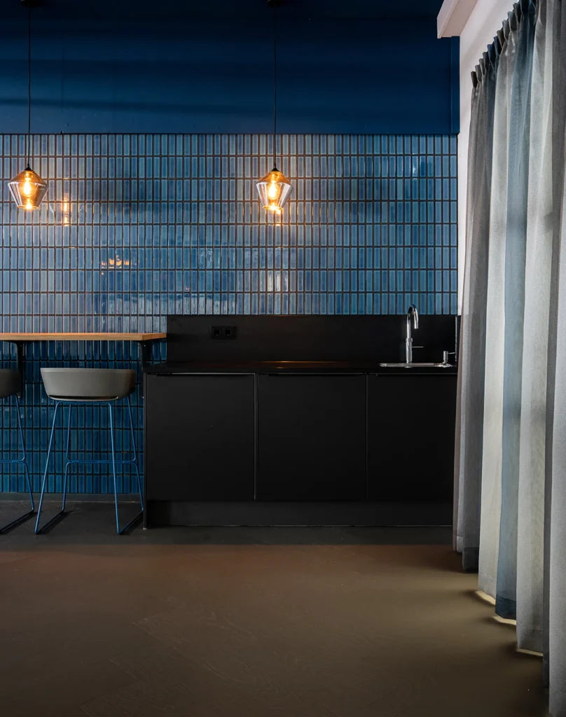 Azure Blue Speckle Glossy mozaïektegel 6