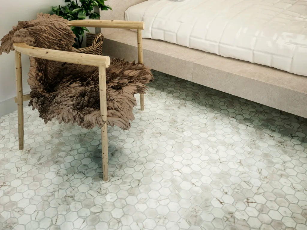 Bianco Marble Print Matt mozaïektegel 4